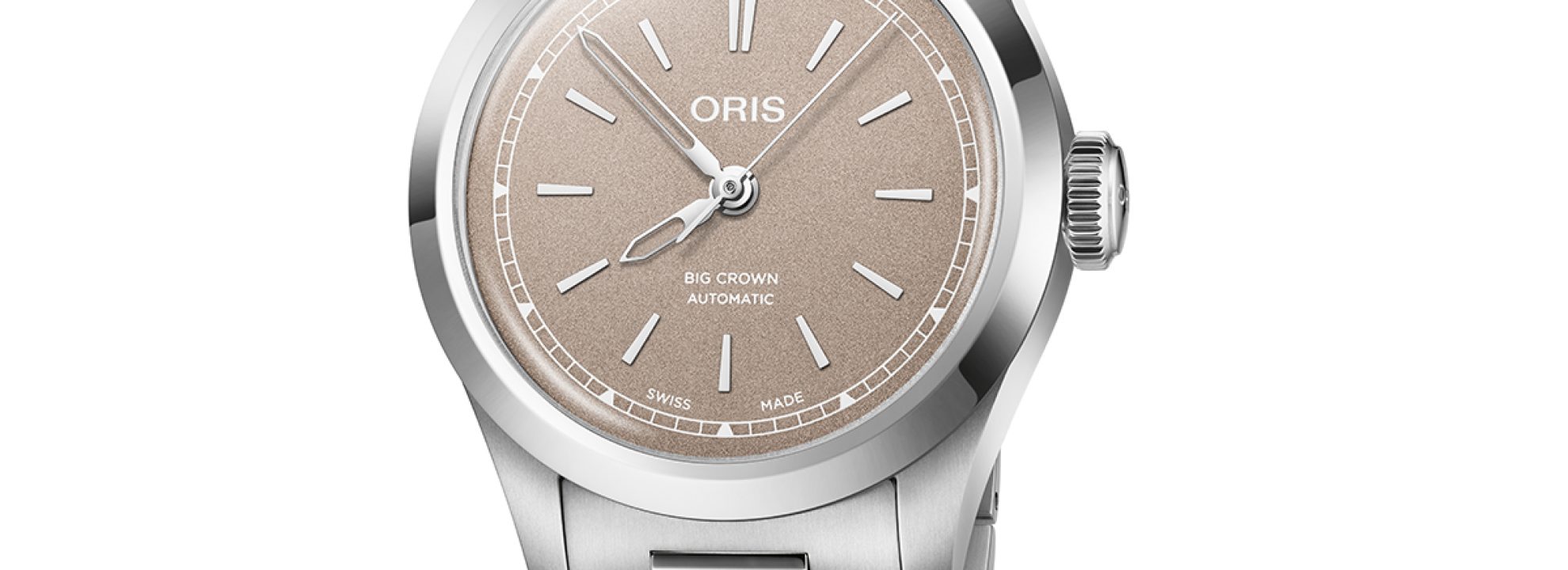 Oris Big Crown con esfera beige y brazalete de acero