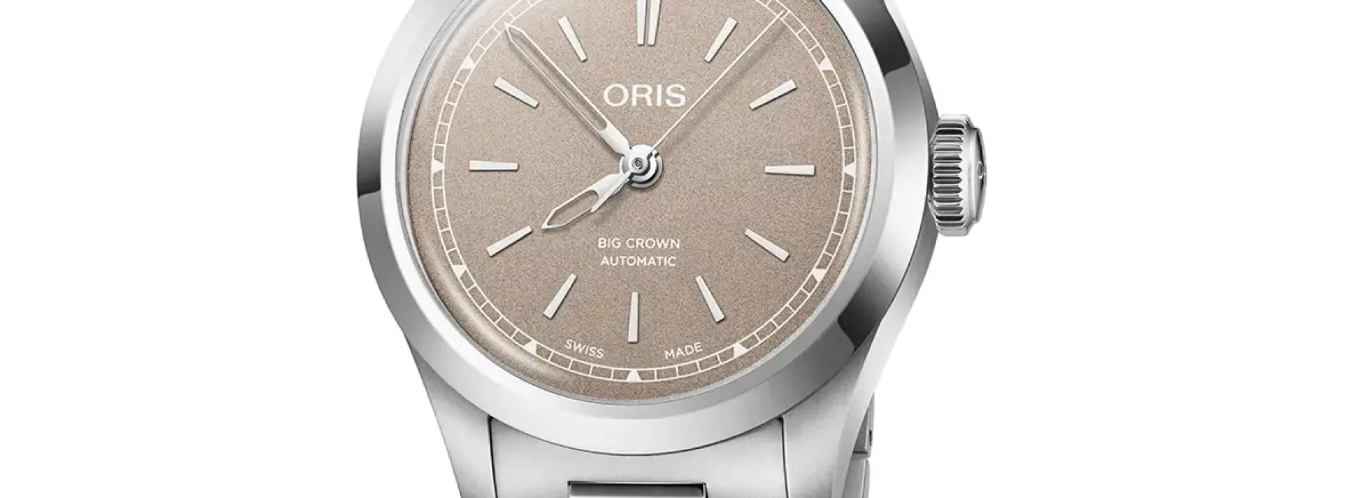 Oris Big Crown con esfera beige y brazalete de acero